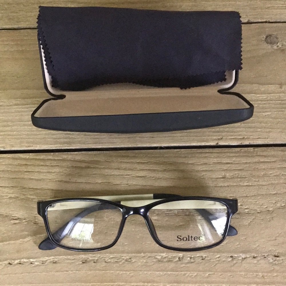 Soltec Black Rectangular Eyeglass Frames W/ Case - image 4